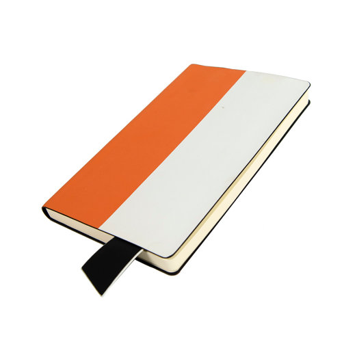 Бизнес-блокнот UNI, A5, бело-оранжевый, мягкая обложка, в линейку, черное ляссе (белый, оранжевый)
