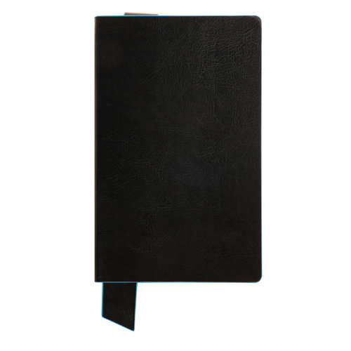 Бизнес-блокнот "Trendi", 130*210 мм, черно-голубой, мягкая обложка, в линейку (тёмно-серый, голубой)