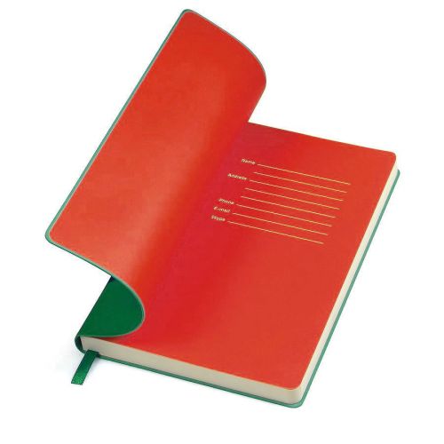 Бизнес-блокнот "Funky", 130*210 мм, зеленый, красный форзац, мягкая обложка, в линейку (зеленый, красный)