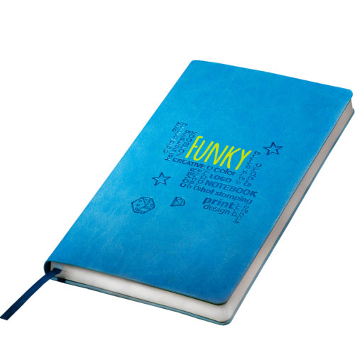 Бизнес-блокнот "Funky" А5, голубой, серый форзац, мягкая обложка,  в линейку (голубой, серый)