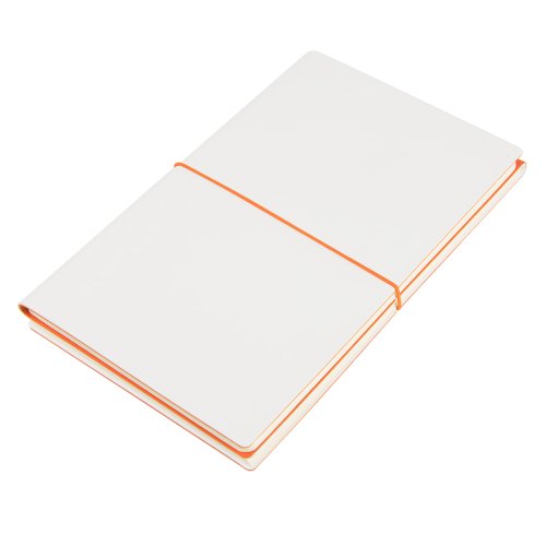 Бизнес-блокнот "Combi", 130*210 мм, бело-оранжевый, кремовый форзац, гибкая обложка, в клетку/нелин (белый, оранжевый)