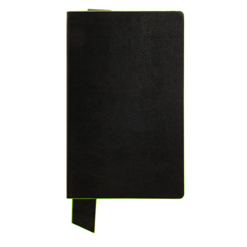 Бизнес-блокнот "Trendi", 130*210 мм, черно-лаймовый, мягкая обложка, в линейку (черный, лаймовый)