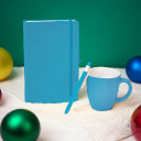 Подарочный набор HAPPINESS: блокнот, ручка, кружка, голубой (голубой)