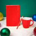 Подарочный набор HAPPINESS: блокнот, ручка, кружка, красный (красный)