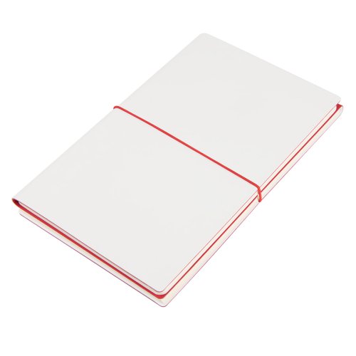 Бизнес-блокнот "Combi", 130*210 мм, бело-красный, кремовый форзац, гибкая обложка, в клетку/нелин (белый, красный)