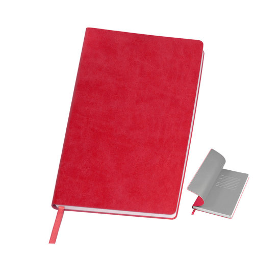 Бизнес-блокнот "Funky" A5, красный, серый форзац, мягкая обложка, в линейку  (красный, серый)