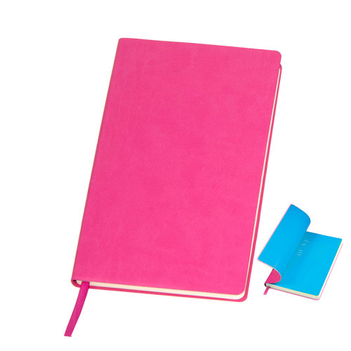 Бизнес-блокнот "Funky" с цветным  форзацем, заказная программа (розовый, голубой)
